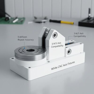 Accesorios de eje CNC blancos con precisión de repetición de 0,005 mm y compatibilidad del eje 3/4/5 para mecanizado de precisión